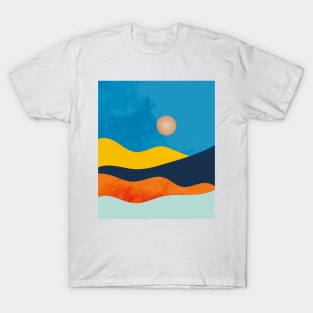 A sun landscape with colorful geometrical shapes T-Shirt